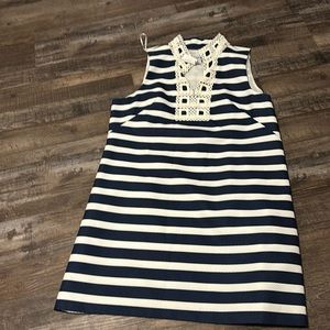 Navy and White Striped Shift Dress